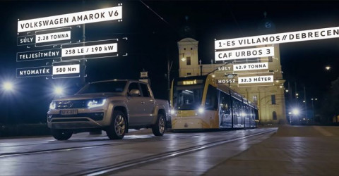 Volkswagen Amarok: пикап буксирует трамвай