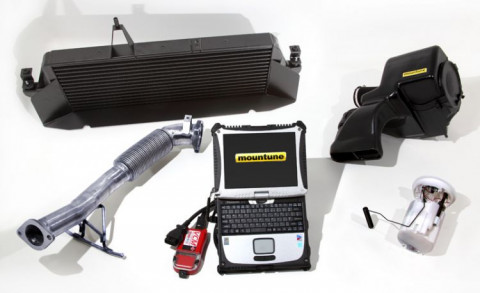 Focus RS MP350 kit; Mountune-designed alloy intercooler, high-flow downpipe, Mountune airbox, uprated FDM and Mountune calibration