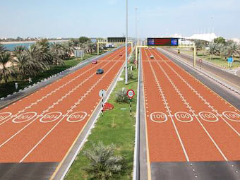 В Абу-Даби в зонах с ограничением скорости уложат красный асфальт