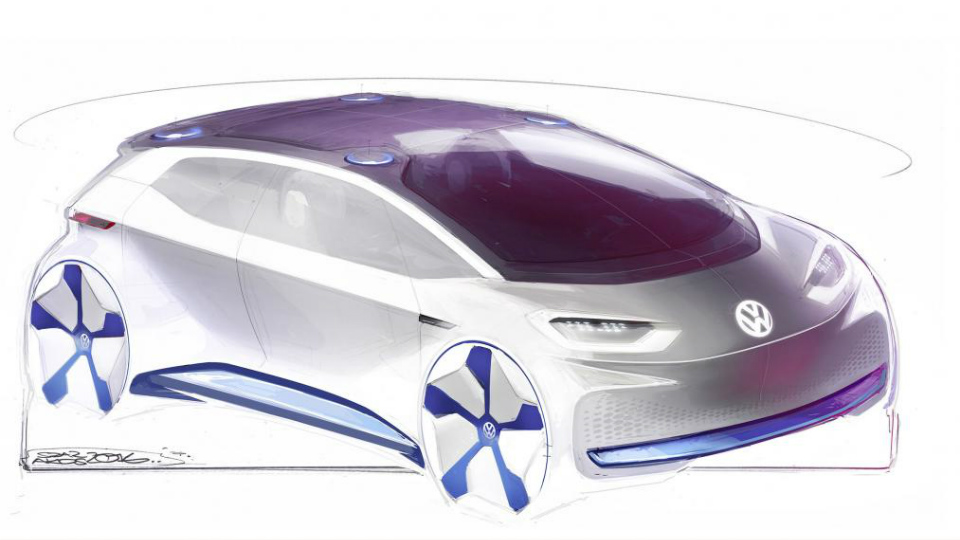 В Volkswagen показали скетчи будущего электрокара